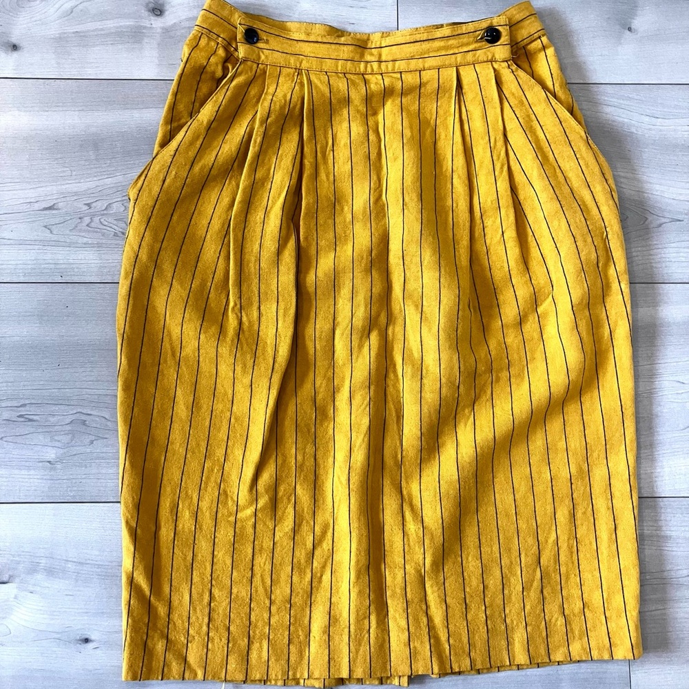 Vintage made in Canada Yellow Striped Pencil Skirt